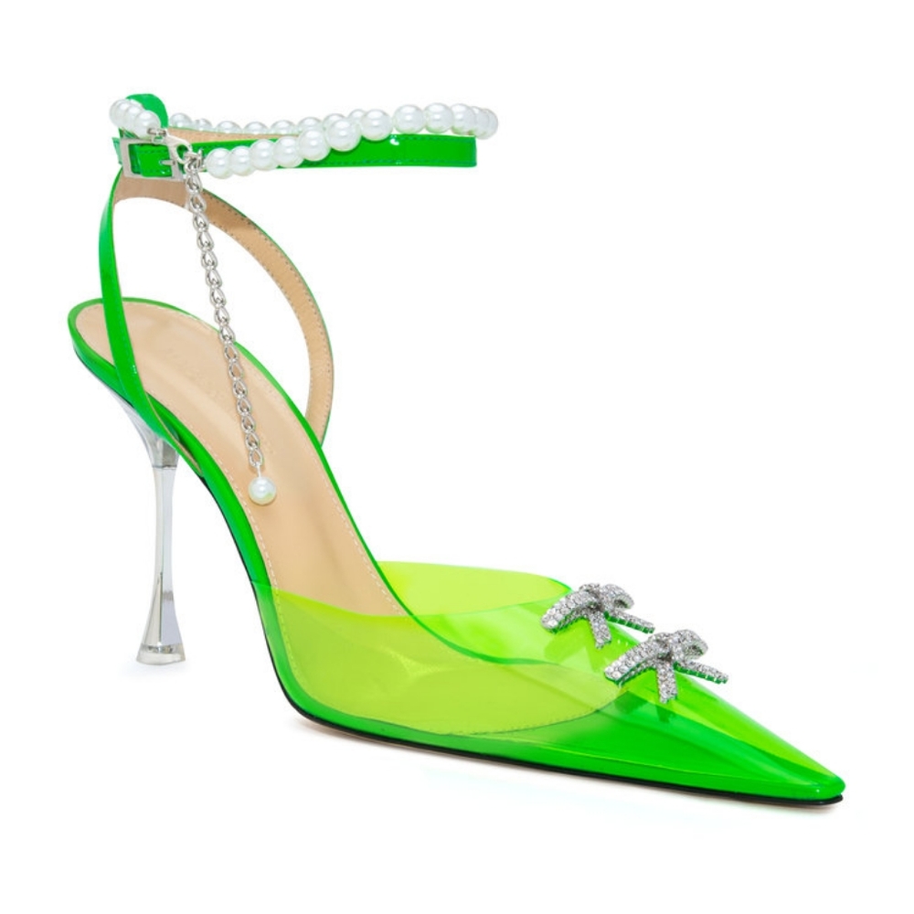Mach & MachMatilda Mini Bow Crystal-Embellished PVC Pumps